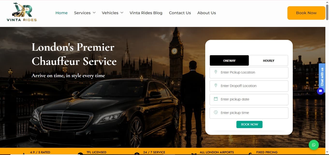 Vinta Rides – Premium Luxury Chauffeur Service Platform, London, UK