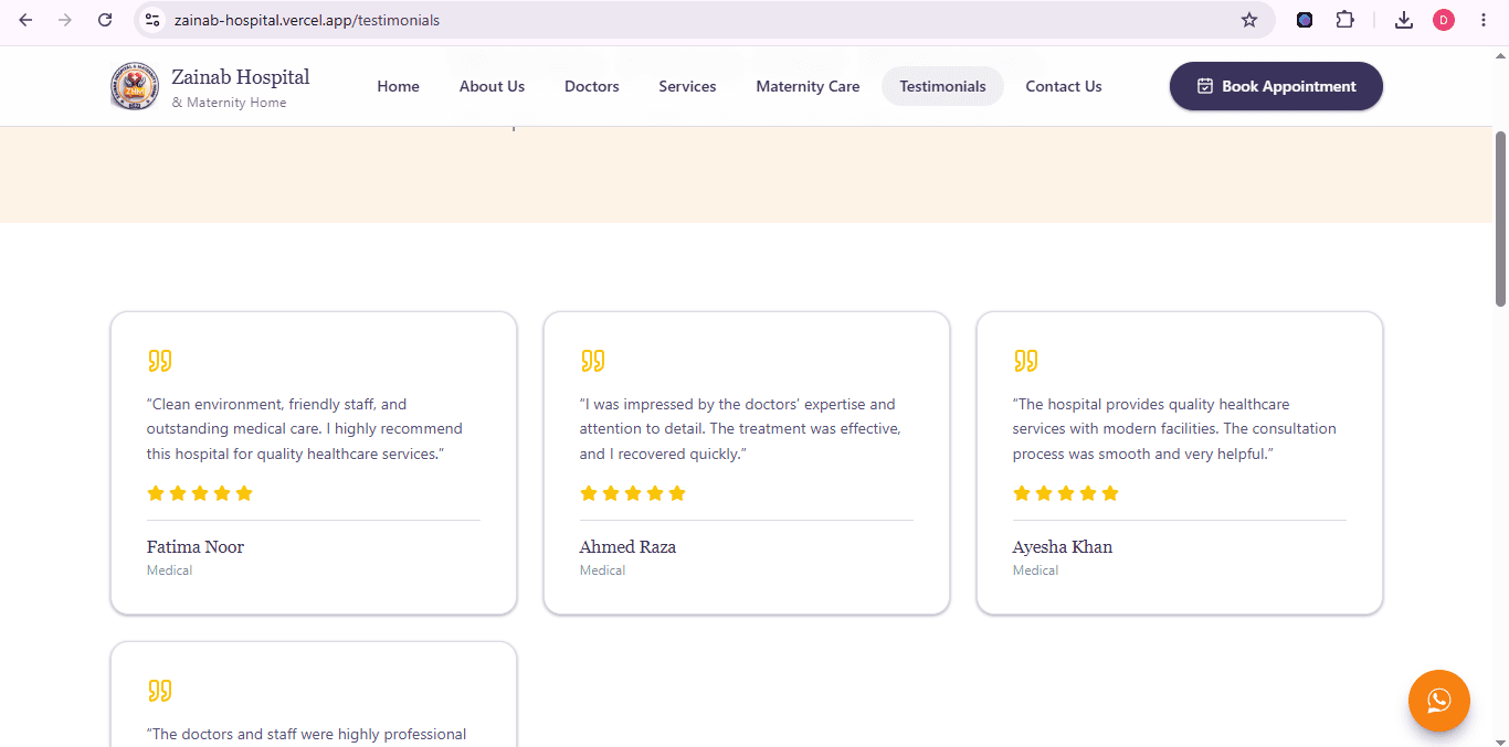 Zainab Hospital & Maternity Home — Website & Admin Platform gallery image 4