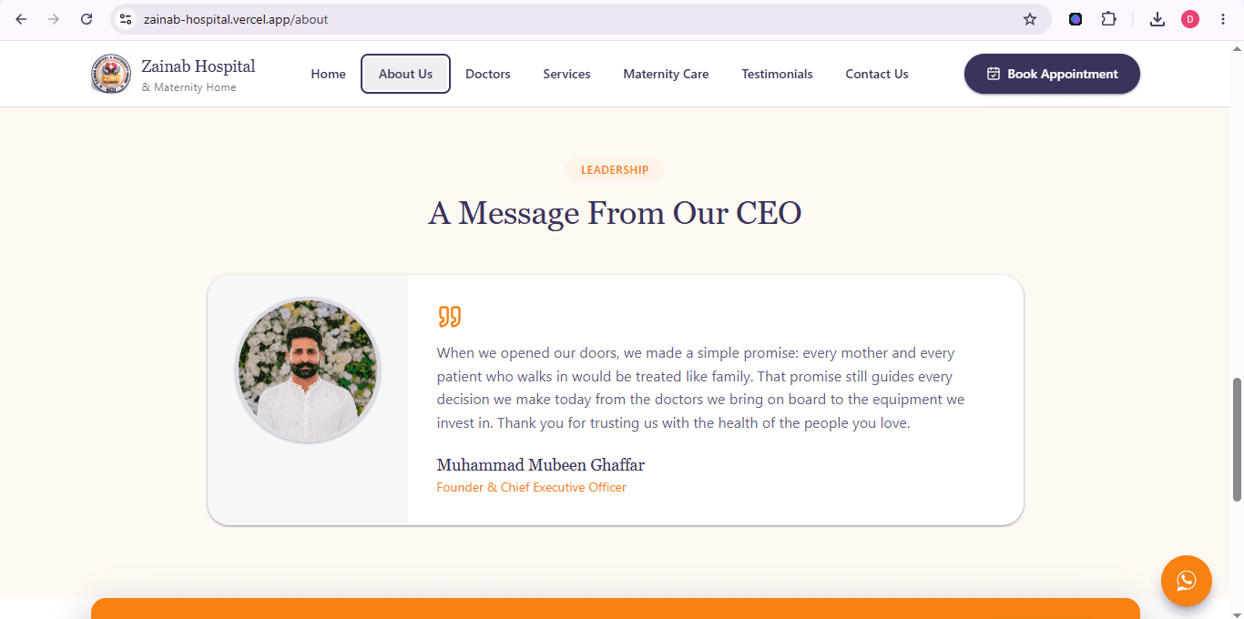 Zainab Hospital & Maternity Home — Website & Admin Platform gallery image 6