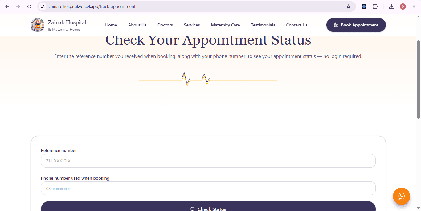 Zainab Hospital & Maternity Home — Website & Admin Platform gallery image 8